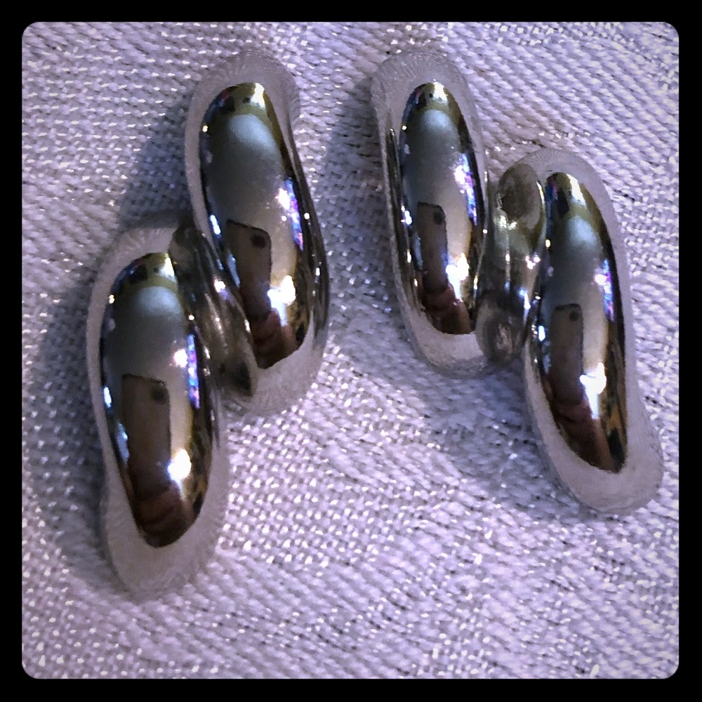 80’s Bold Silver Vintage Costume Earrings